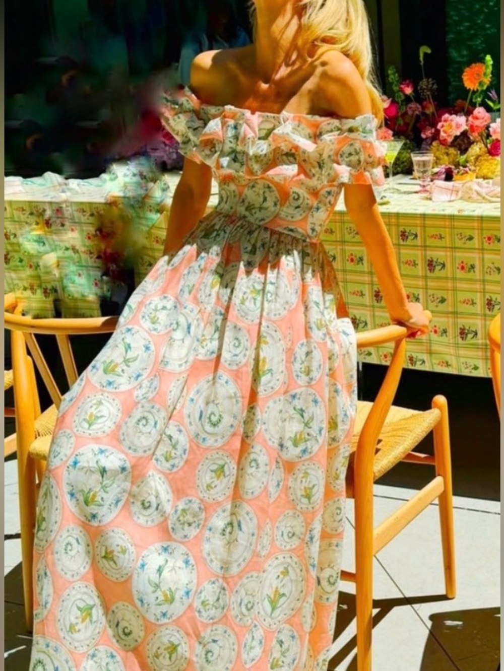 Agua by Agua Bendita Espliego Menaje Linen Maxi Dress L Pink Green NWT $920